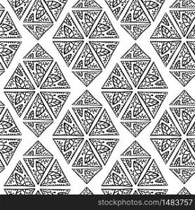 Ornamental pattern with triangled rhombus. Seamless geomerical background. Ornament for coloring book page or tiles design. Ornamental pattern with triangled rhombus. Seamless geomerical background. Ornament for coloring book page or tiles design.