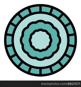 Ornamental plate icon outline vector. Pottery class. Ceramic workshop color flat. Ornamental plate icon vector flat