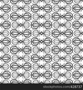 Ornamental seamless monochrome pattern made with interwoven wavy lines and curves, vector as a fabric texture