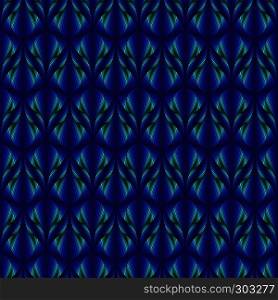 Ornamental seamless pattern like a pseudo 3D image with smooth transition blue hues, vector handmade