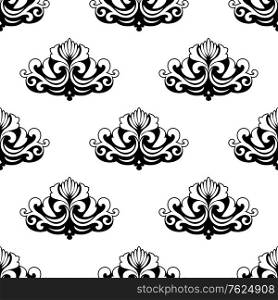 Ornamental seamless pattern with decorative floral elements for fabric design