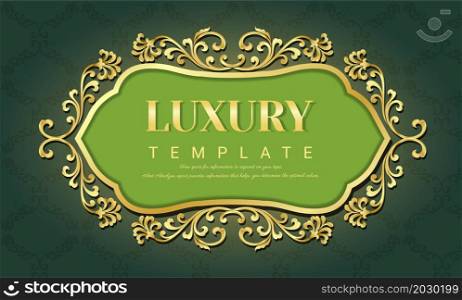 Ornaments, Golden outline vintage frame for invitations and greeting cards, Elegant vector