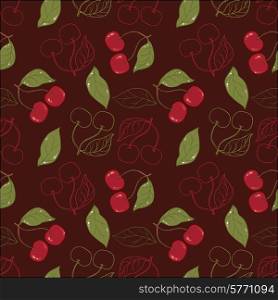 Ornate cherry pattern isolated on a broun background.. Ornate cherry pattern isolated on a broun background