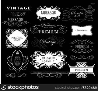 Ornate frames and scroll elements. Set of calligraphic and floral design elements