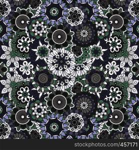 Ornate full frame background with flowers geometric elements and minimal coloring. Ornate full frame background with flowers