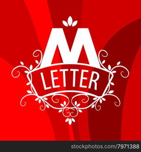 ornate letter M vector logo on a red background