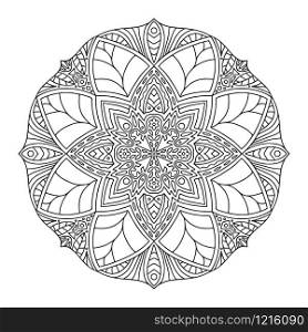 Ornate Mandala. Linear ornamental pattern. Ornamental Mandala. Linear ornament pattern. Coloring book page.