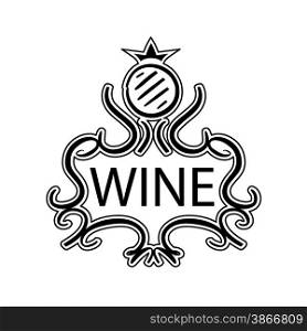 ornate vector logo with crown and cask wine