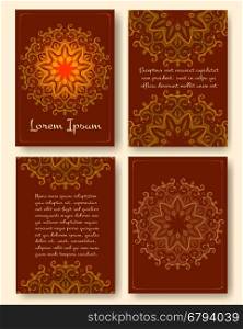 Ornate vintage pages with mandala pattern. Decorative templates for brochure, flyer, booklet in eastern motifs. Vector illustration.