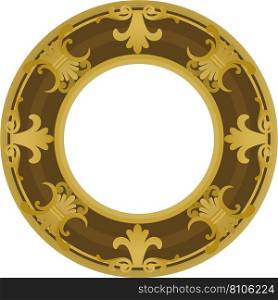 Ornate wooden frame with gold details Royalty Free Vector