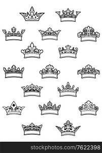 Ornated heraldic crowns set for heraldry design