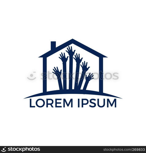Orphan children home logo design. Child care parenting education and adoption vector logo design.