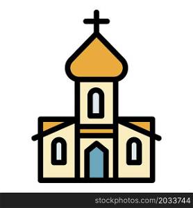 Orthodox church icon. Outline orthodox church vector icon color flat isolated. Orthodox church icon color outline vector