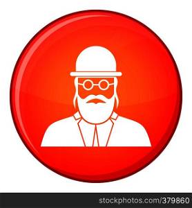 Orthodox jew icon in red circle isolated on white background vector illustration. Orthodox jew icon, flat style