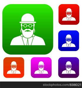 Orthodox jew set icon in different colors isolated vector illustration. Premium collection. Orthodox jew set collection