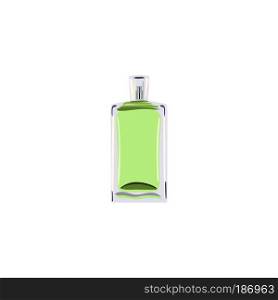orthogonal Bottle with green liquid. vial for perfume, medicine, cosmetics, alcohol, drinks. Vector illustration. flacon. orthogonal Bottle with green liquid. vial for perfume, medicine, cosmetics, alcohol, drinks. flacon