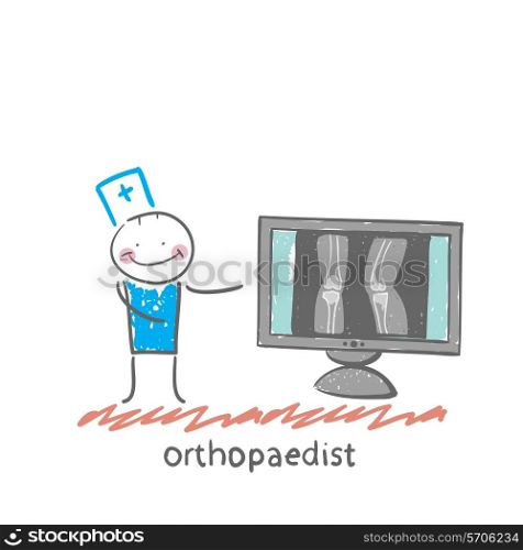 orthopaedist on the monitor shows an X-ray