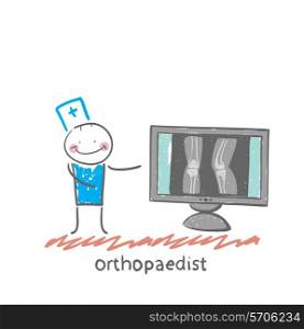 orthopaedist on the monitor shows an X-ray