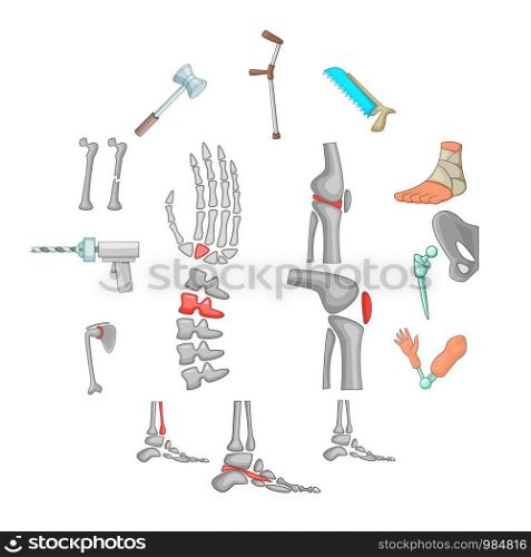 Orthopedic and spine icons set. Cartoon illustration of 16 orthopedic and spine vector icons for web. Orthopedic and spine icons set, cartoon style