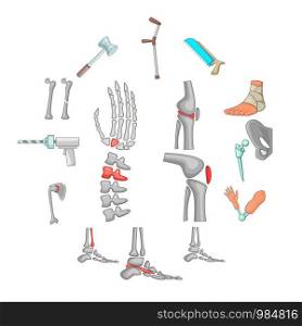 Orthopedic and spine icons set. Cartoon illustration of 16 orthopedic and spine vector icons for web. Orthopedic and spine icons set, cartoon style