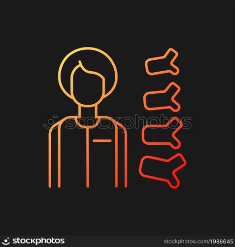Orthopedic doctor gradient vector icon for dark theme. Orthopedic surgeon. Spine diseases treatment. Thin line color symbol. Modern style pictogram. Vector isolated outline drawing. Orthopedic doctor gradient vector icon for dark theme