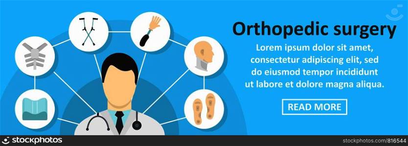 Orthopedic surgery banner horizontal concept. Flat illustration of orthopedic surgery banner horizontal vector concept for web design. Orthopedic surgery banner horizontal concept