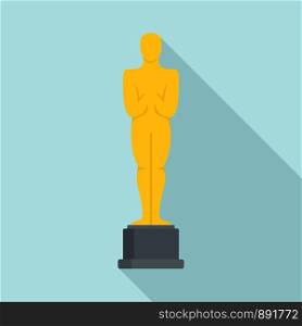 Oscar statue icon. Flat illustration of oscar statue vector icon for web design. Oscar statue icon, flat style