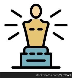 Oscar trophy icon. Outline oscar trophy vector icon color flat isolated. Oscar trophy icon color outline vector