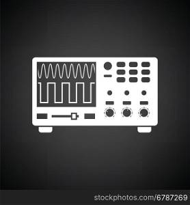 Oscilloscope icon. Black background with white. Vector illustration.