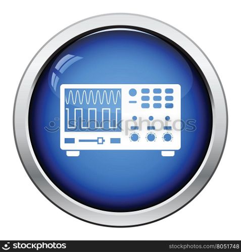 Oscilloscope icon. Glossy button design. Vector illustration.