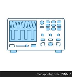 Oscilloscope Icon. Thin Line With Blue Fill Design. Vector Illustration.