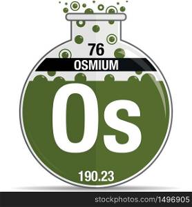 Osmium symbol on chemical round flask. Element number 76 of the Periodic Table of the Elements - Chemistry. Vector image