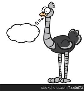ostrich with thought bubble cartoon