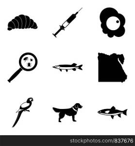 Other animal icons set. Simple set of 9 other animal vector icons for web isolated on white background. Other animal icons set, simple style