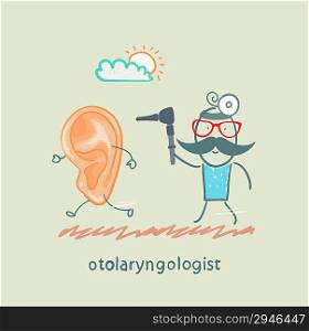 otolaryngologist catching sore ear