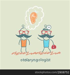 otolaryngologist listens to a story about a patient&acute;s ear