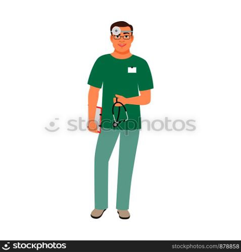 Otolaryngologist medical specialist isolated vector illustration on white background. Otolaryngologist medical specialist
