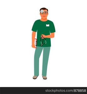 Otolaryngologist medical specialist isolated vector illustration on white background. Otolaryngologist medical specialist