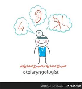 otolaryngologist thinks of the nose, ear and throat