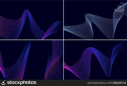 Our pack of 4 vector backgrounds includes abstract waving lines