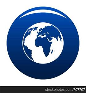 Our planet icon vector blue circle isolated on white background . Our planet icon blue vector