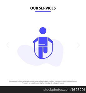 Our Services Activity, Jump, Jumping, Rope, Skipping Solid Glyph Icon Web card Template