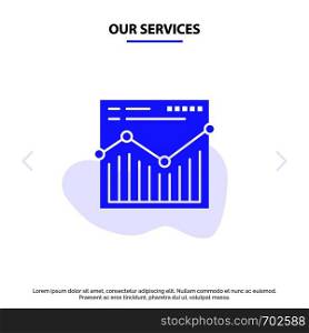 Our Services Analysis, Web, Website, Report Solid Glyph Icon Web card Template