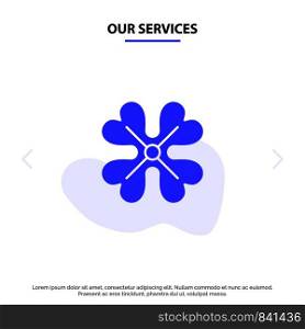 Our Services Anemone, Anemone Flower, Flower, Spring Flower Solid Glyph Icon Web card Template