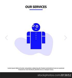 Our Services Arms, Hands, Open, Person Solid Glyph Icon Web card Template