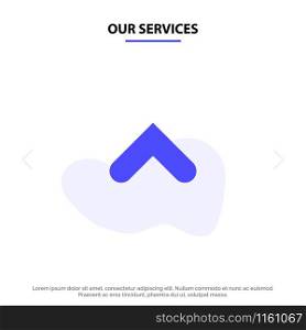 Our Services Arrow, Arrows, Up, Sign Solid Glyph Icon Web card Template