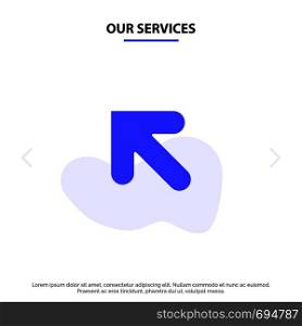 Our Services Arrow, Up, Left Solid Glyph Icon Web card Template
