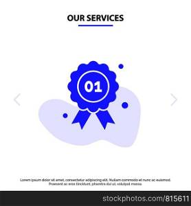 Our Services Award, Badge, Quality, Canada Solid Glyph Icon Web card Template