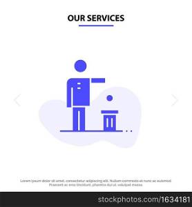 Our Services Bad, Idea, Ideas, Recycling, Thought Solid Glyph Icon Web card Template