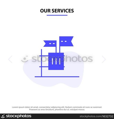 Our Services Ballot, Boycott, Election, Garbage, Junk Solid Glyph Icon Web card Template